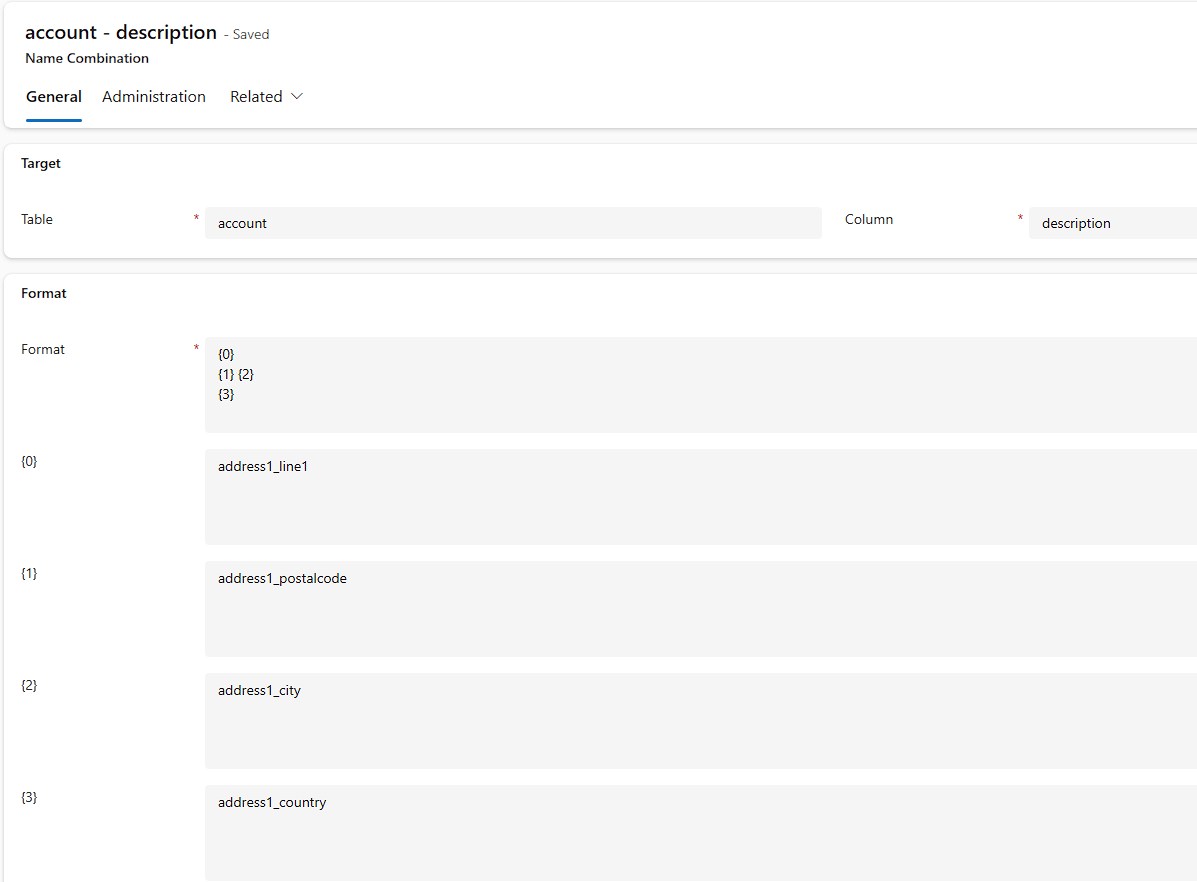 The combination relies on four input columns.