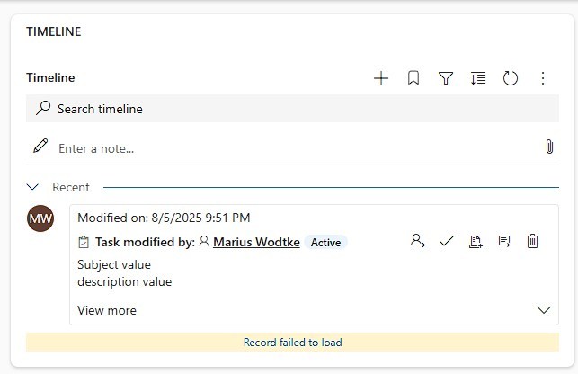 Although records were returned and getRecordUX was executed, an error is displayed.